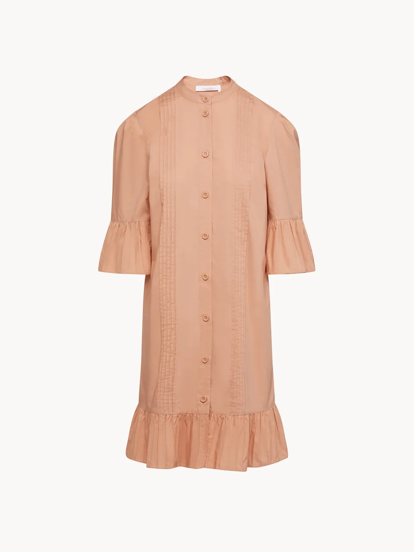 Vêtements-Chloé Robe Chemise Volantee Dusty Coral