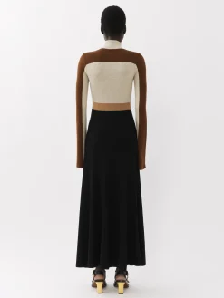 Robes-Chloé Robe Longue Col Montant Multicolor Brown 1