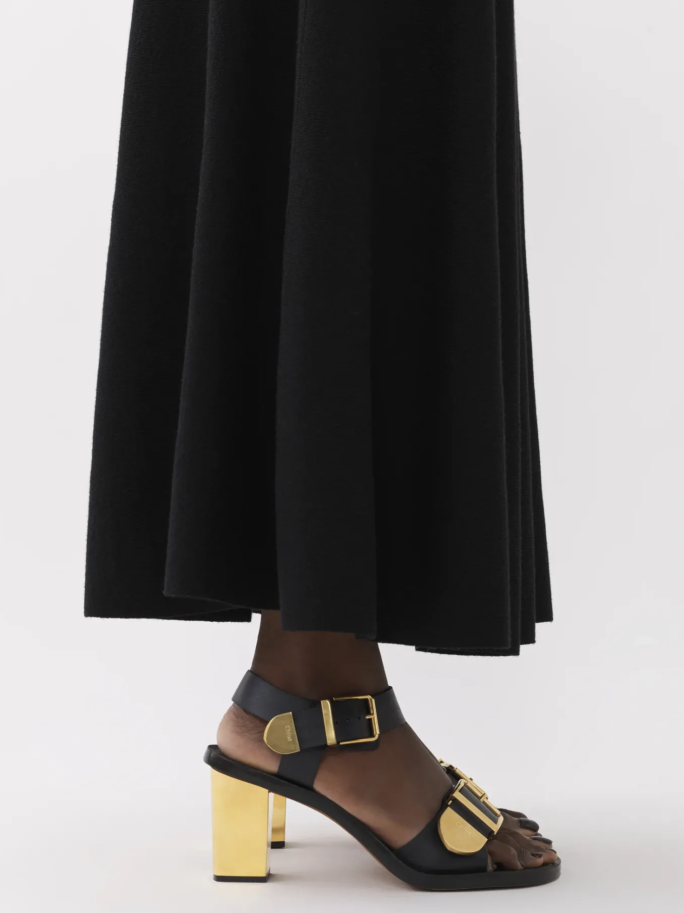 Robes-Chloé Robe Longue Col Montant Multicolor Brown 1