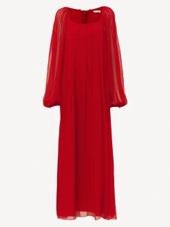 Robes-Chloé Robe Longue Plissee Rising Red