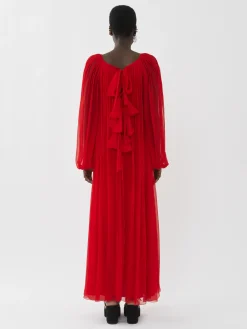 Robes-Chloé Robe Longue Plissee Rising Red