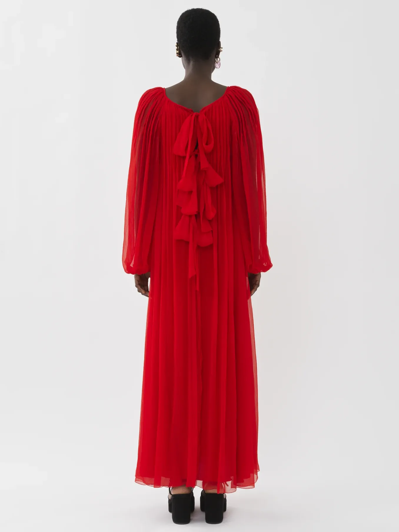 Robes-Chloé Robe Longue Plissee Rising Red