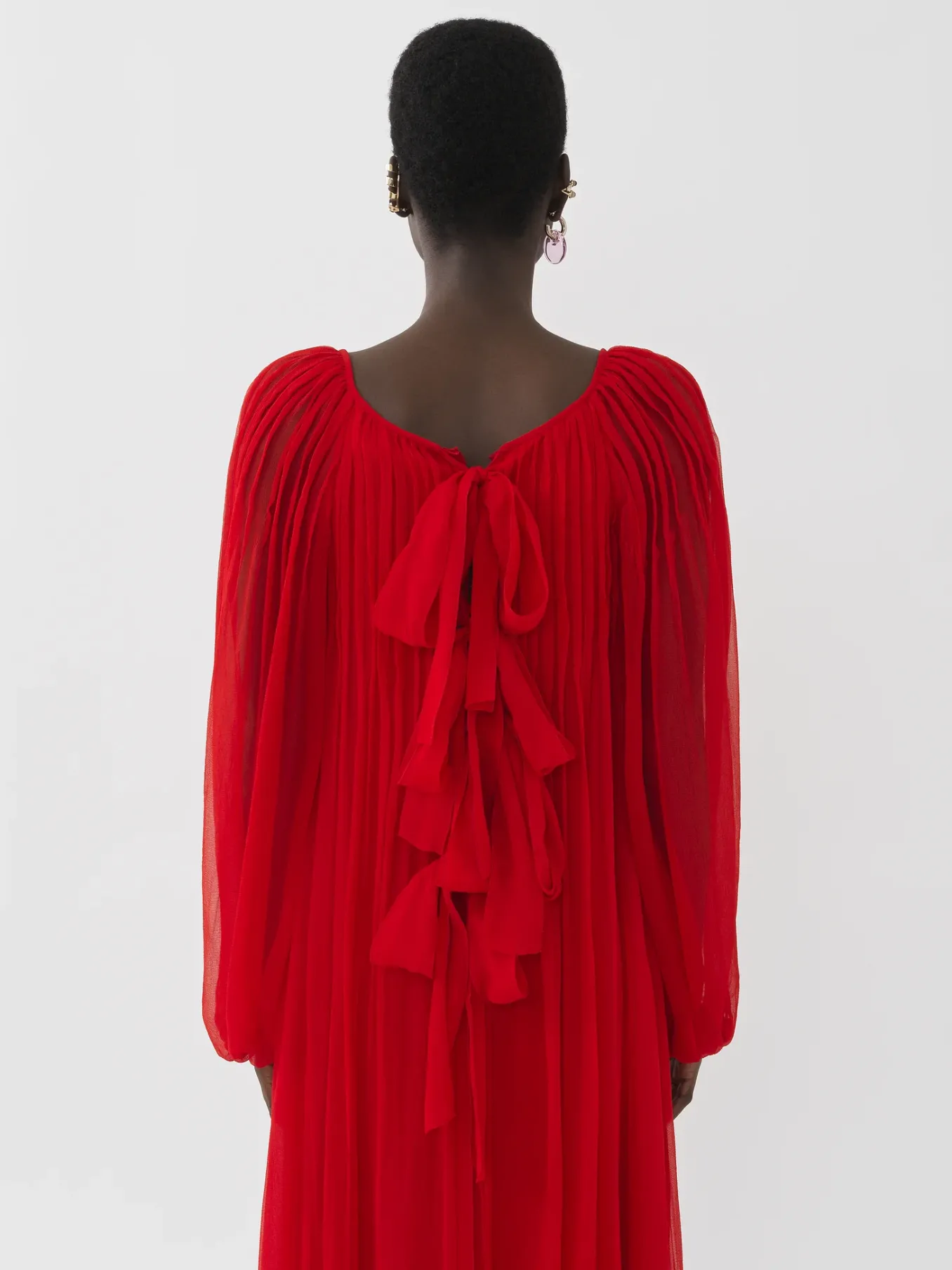 Robes-Chloé Robe Longue Plissee Rising Red