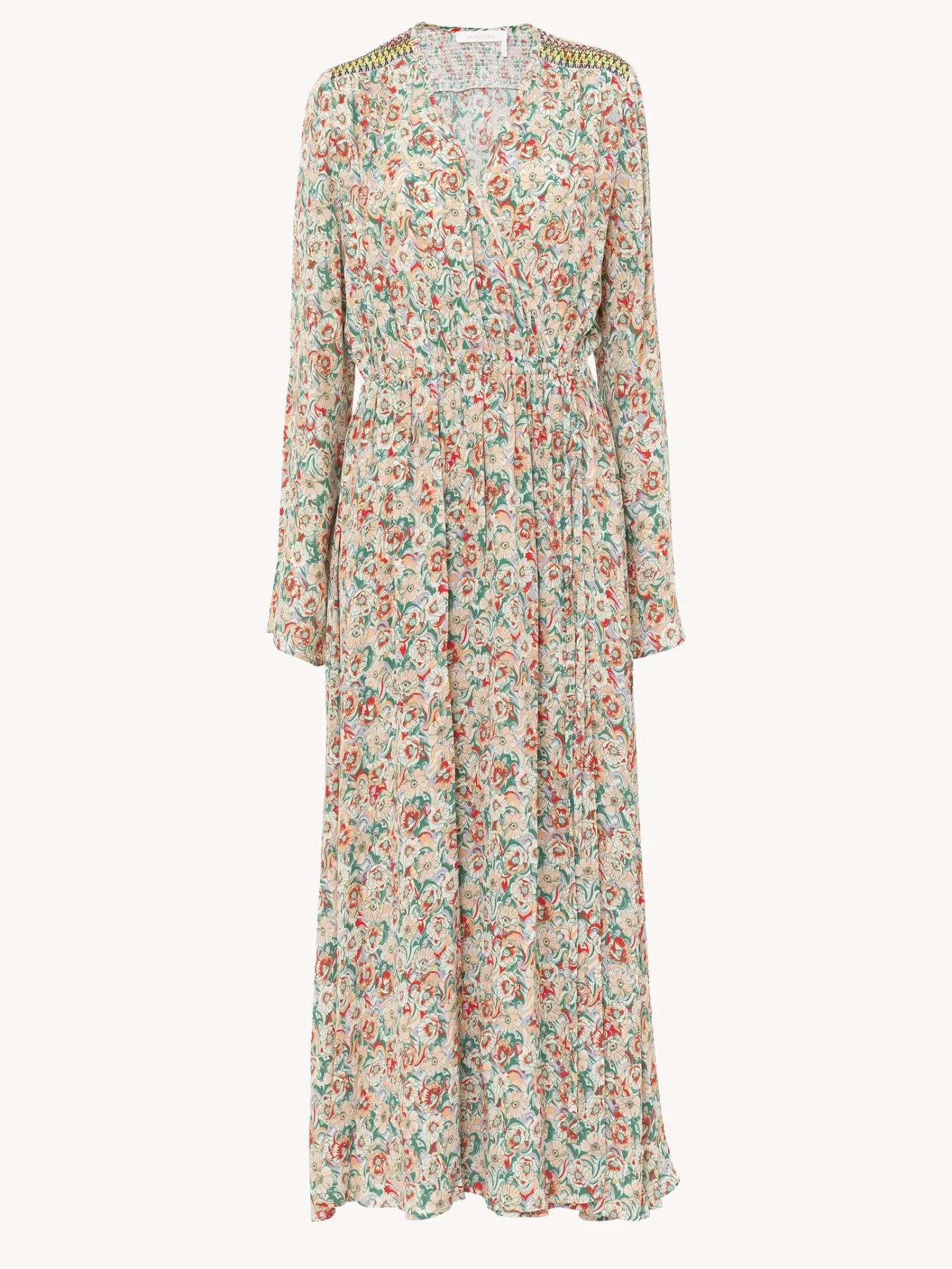 Vêtements-Chloé Robe Longue Portefeuille A Smocks Multicolor 1