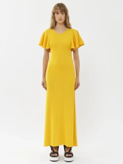 Robes-Chloé Robe Longue Volantee Truly Yellow