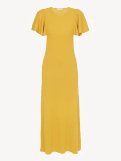 Robes-Chloé Robe Longue Volantee Truly Yellow