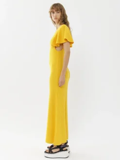 Robes-Chloé Robe Longue Volantee Truly Yellow