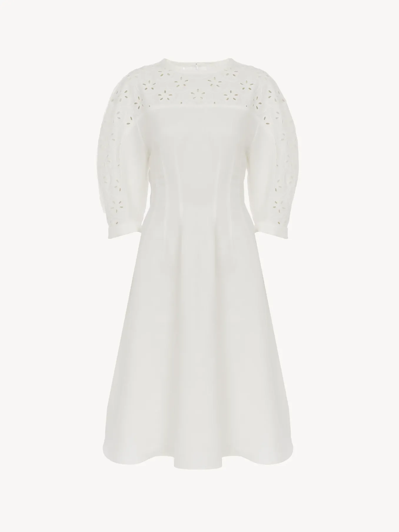 Robes-Chloé Robe Longueur Genou Manches Ballon Iconic Milk