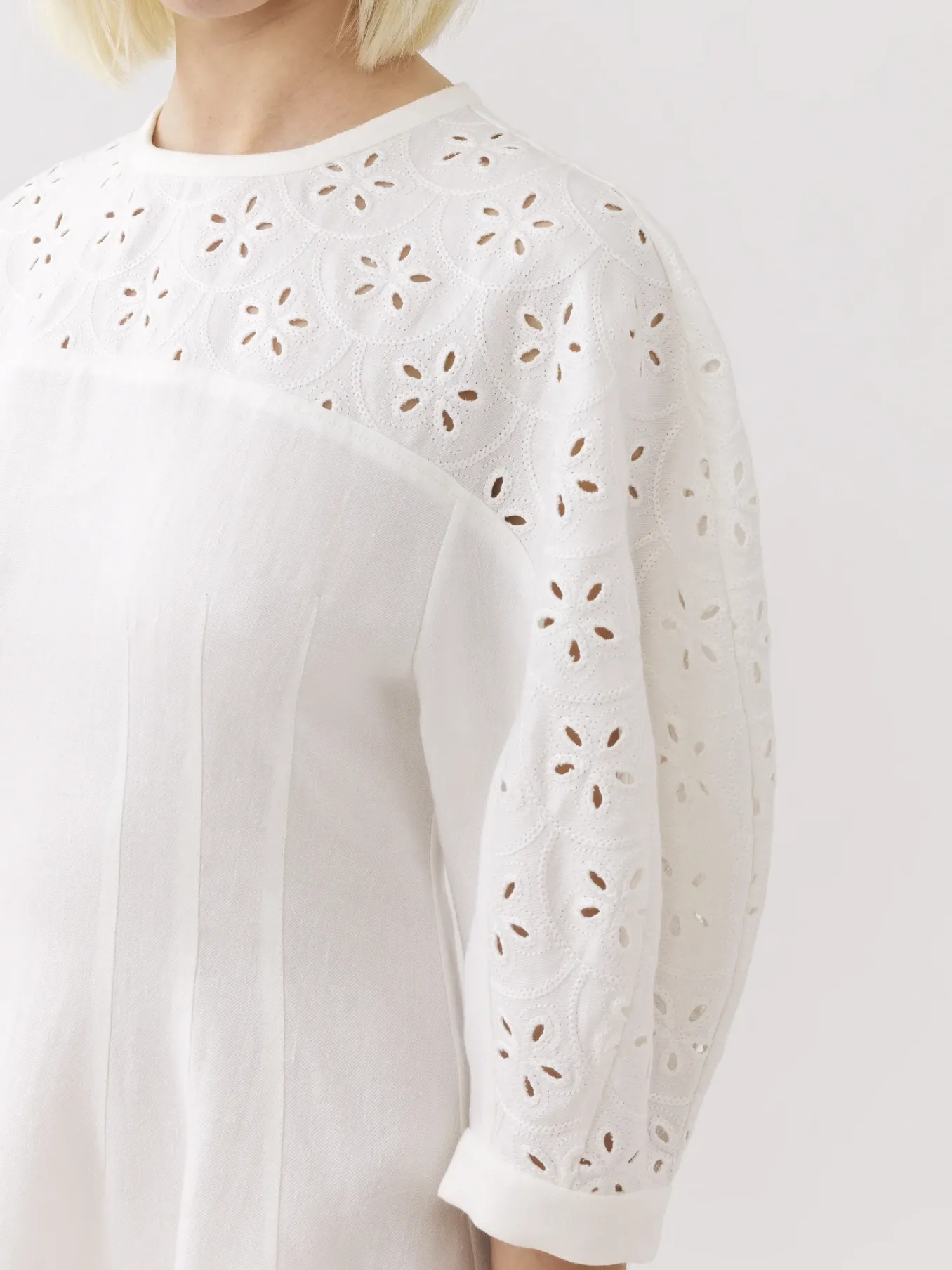 Robes-Chloé Robe Longueur Genou Manches Ballon Iconic Milk