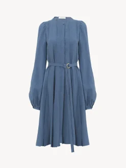 Robes-Chloé Robe Longueur Genou Nervuree Pure Blue