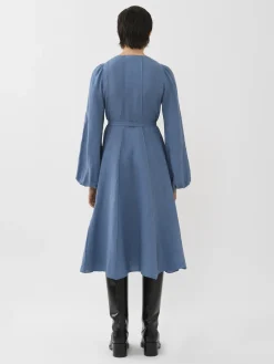 Robes-Chloé Robe Longueur Genou Nervuree Pure Blue