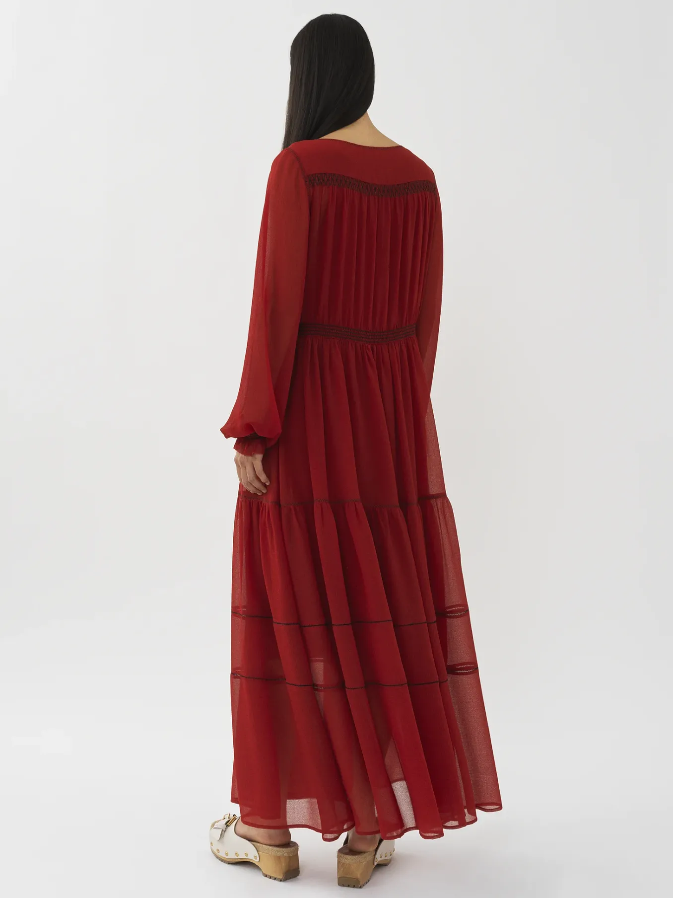 Vêtements-Chloé Robe Maxi A Superpositions Red Ochre
