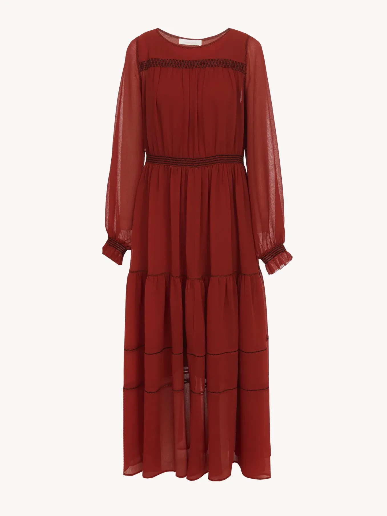 Vêtements-Chloé Robe Maxi A Superpositions Red Ochre