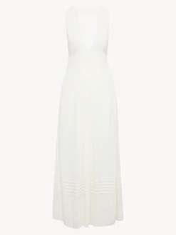 Vêtements-Chloé Robe Maxi Dos Nu Cloudy White