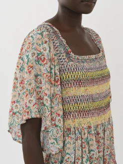 Vêtements-Chloé Robe Midi A Smocks Multicolor 1