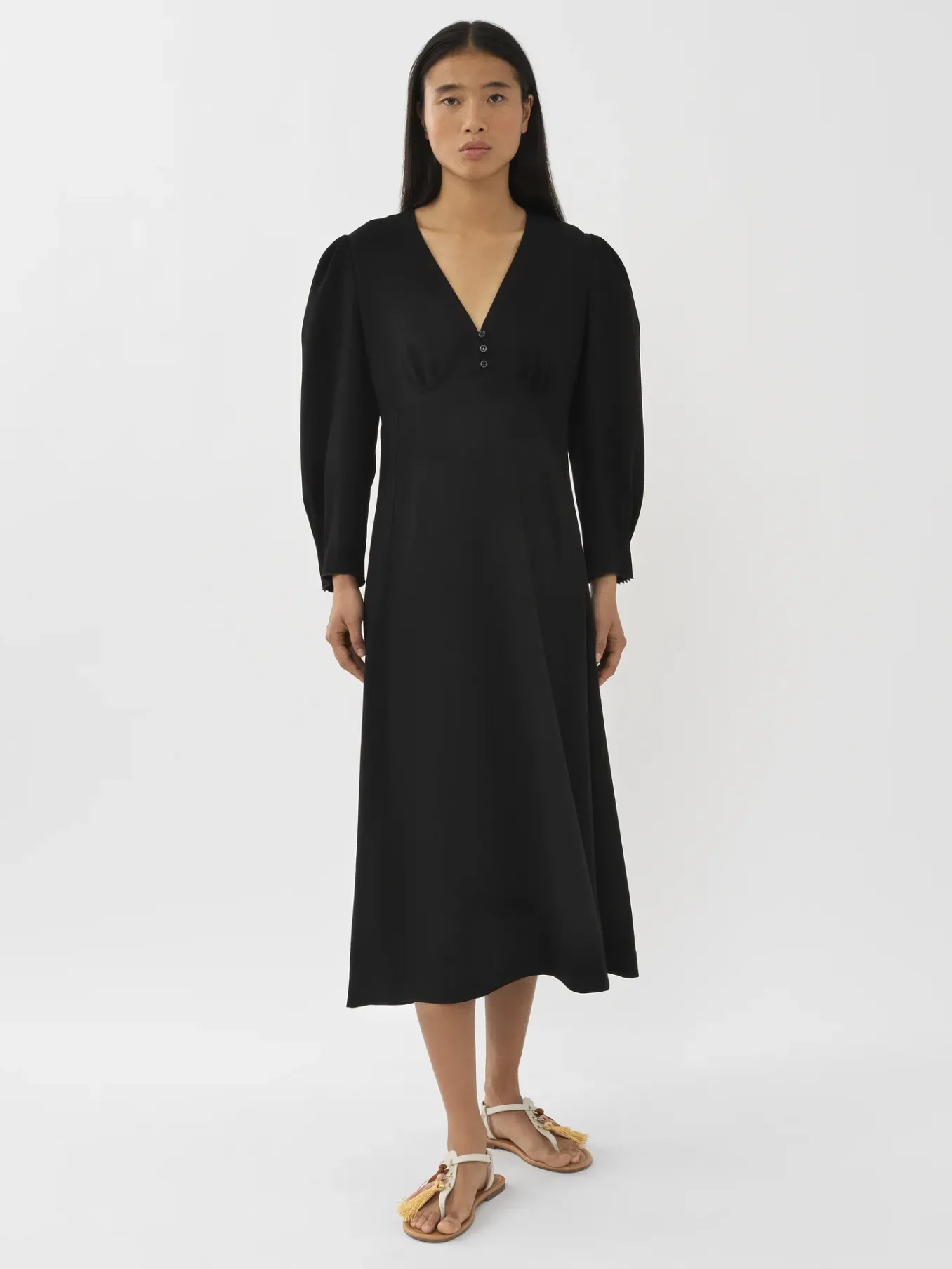 Vêtements-Chloé Robe Midi Boutonnee Noir