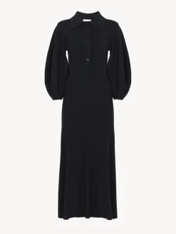 Robes-Chloé Robe Midi Col Polo Iconic Navy