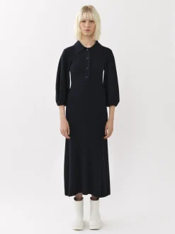 Robes-Chloé Robe Midi Col Polo Iconic Navy