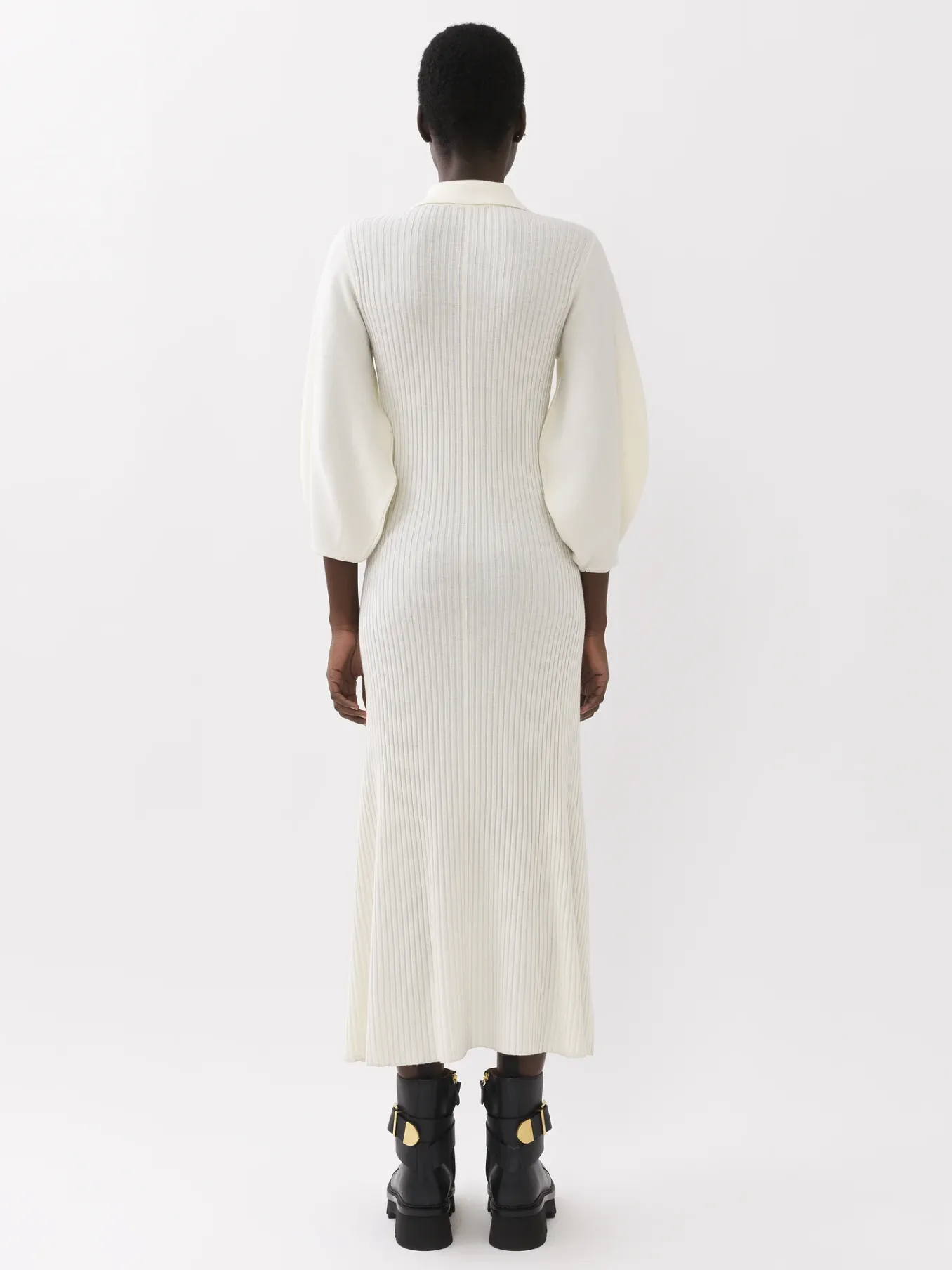 Robes-Chloé Robe Midi Col Polo Iconic Milk