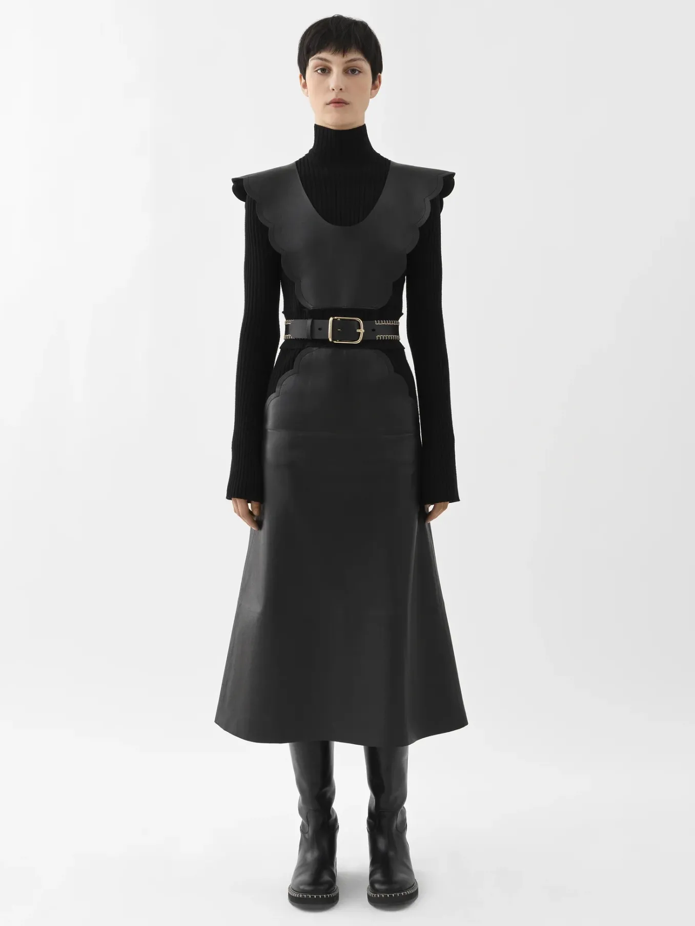 Robes-Chloé Robe Midi Col Roule Noir