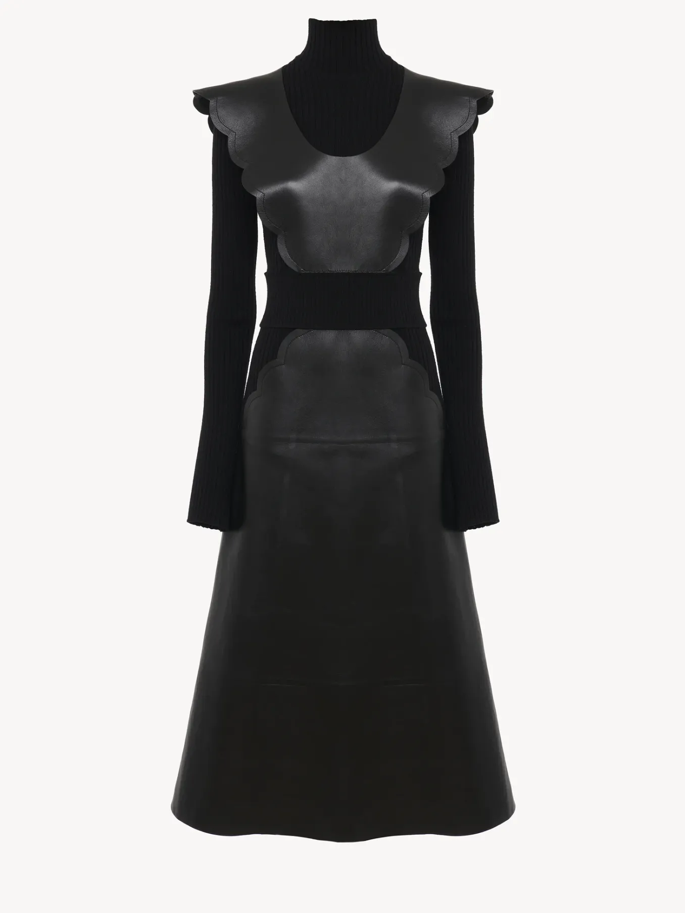 Robes-Chloé Robe Midi Col Roule Noir