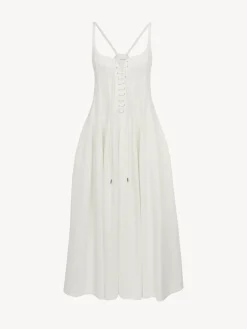 Robes-Chloé Robe Midi Evasee A Lacets Iconic Milk