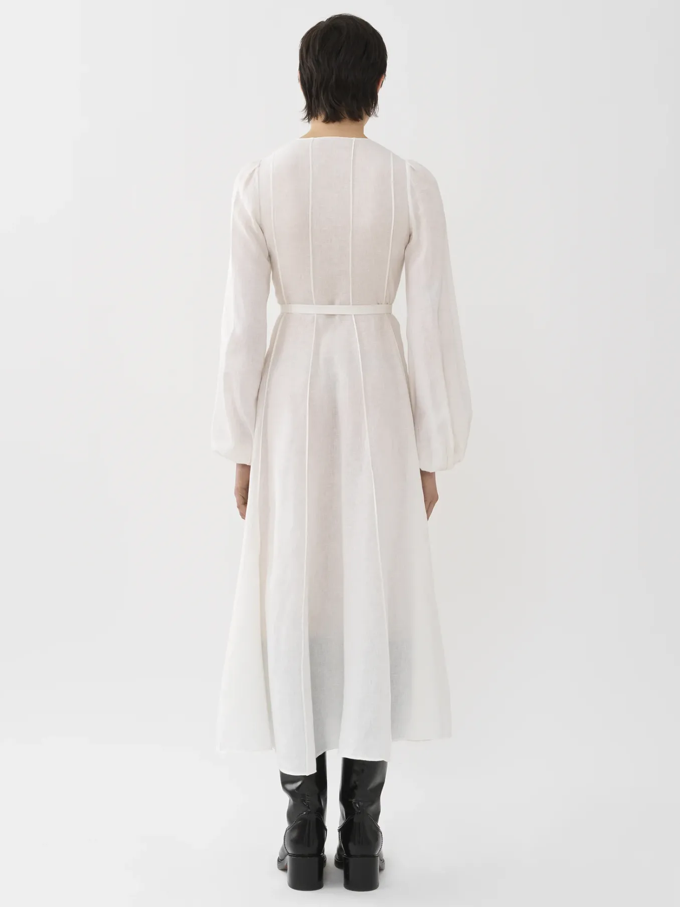 Robes-Chloé Robe Midi Nervuree Iconic Milk