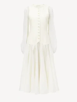 Robes-Chloé Robe Midi Trompe-L'Oeil Iconic Milk
