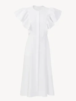 Robes-Chloé Robe Midi Volantee Blanc