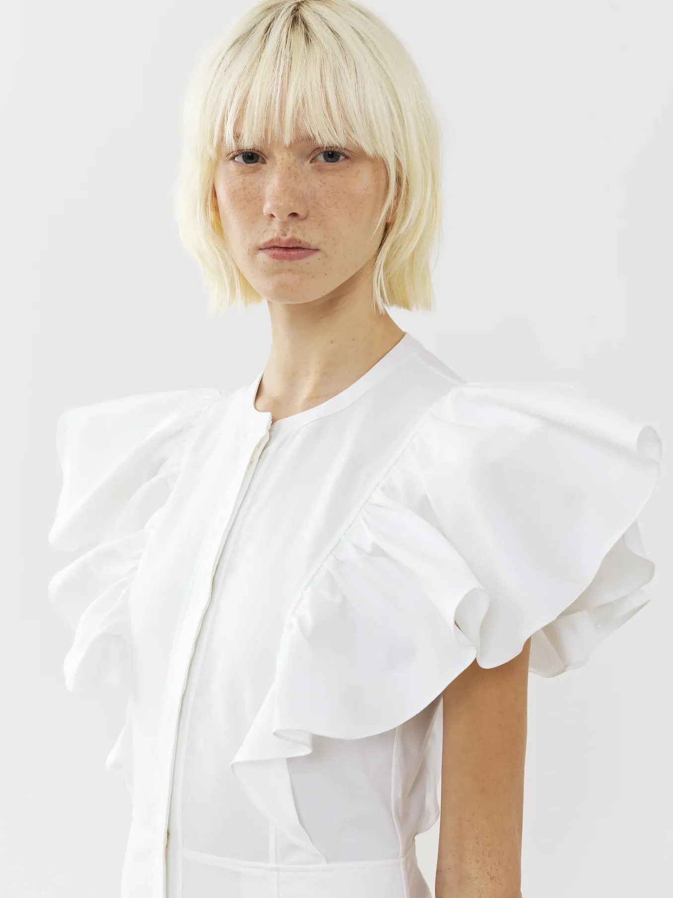 Robes-Chloé Robe Midi Volantee Blanc
