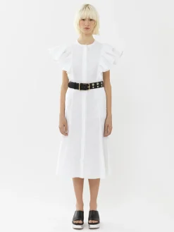 Robes-Chloé Robe Midi Volantee Blanc