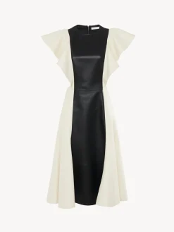 Robes-Chloé Robe Midi Volantee Black - White 1