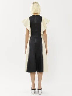 Robes-Chloé Robe Midi Volantee Black - White 1