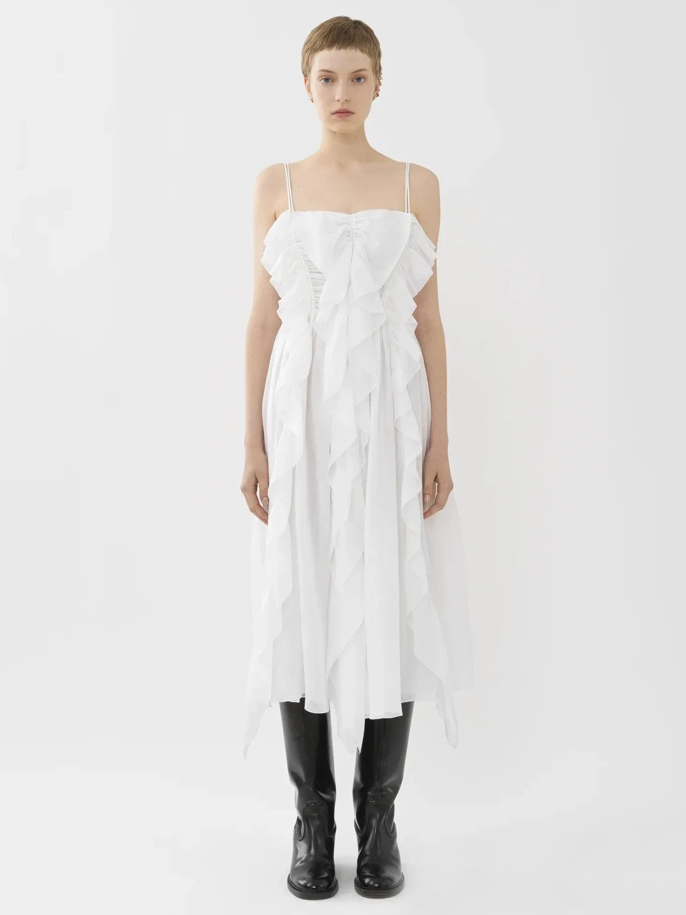 Robes-Chloé Robe Volantee Blanc