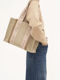Sacs Cabas-Chloé Sac Cabas Woody Blushy Beige