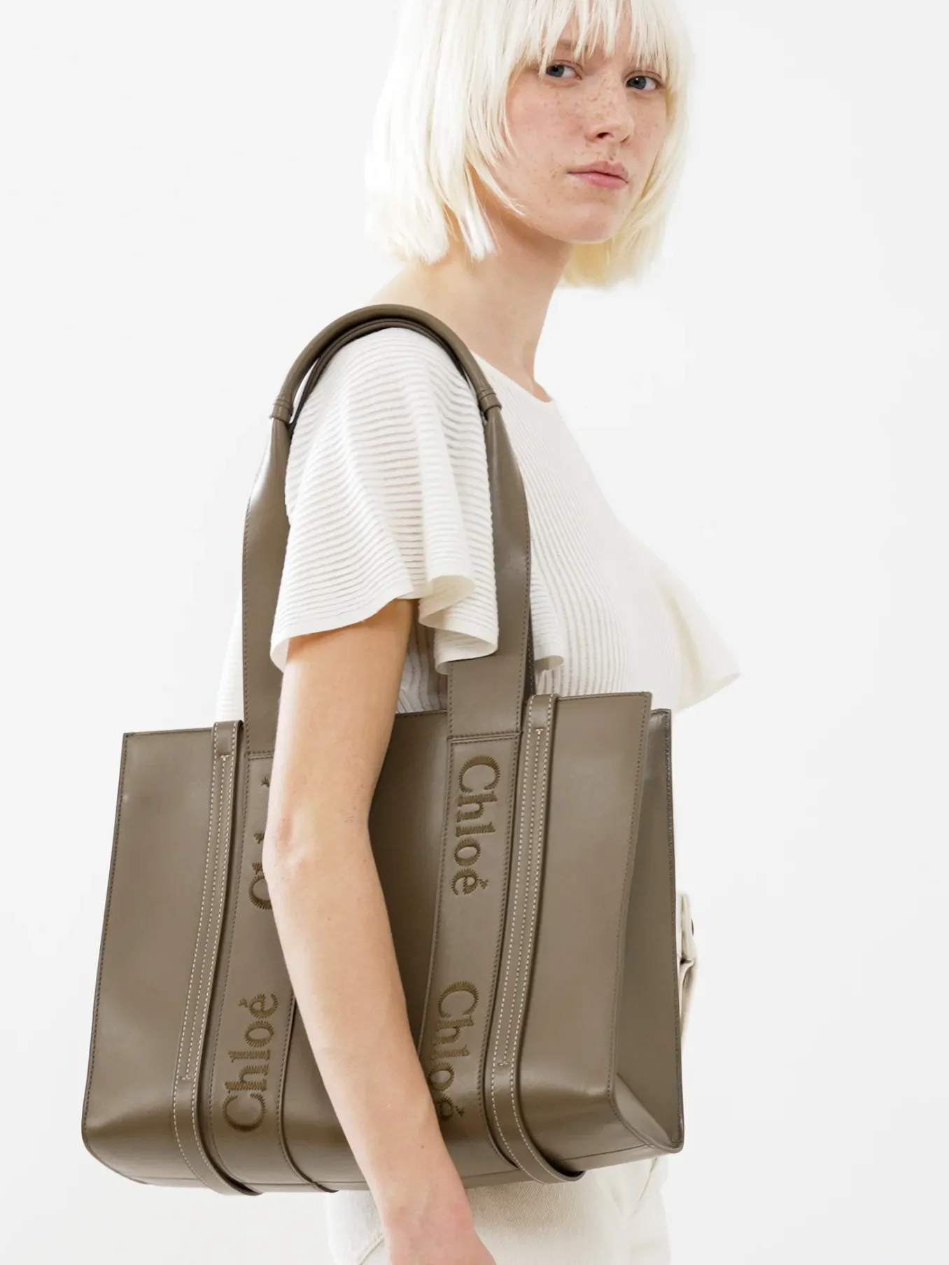 Sacs Cabas-Chloé Sac Cabas Woody Army Green