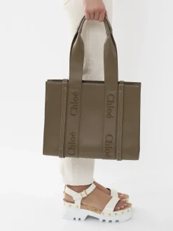 Sacs Cabas-Chloé Sac Cabas Woody Army Green