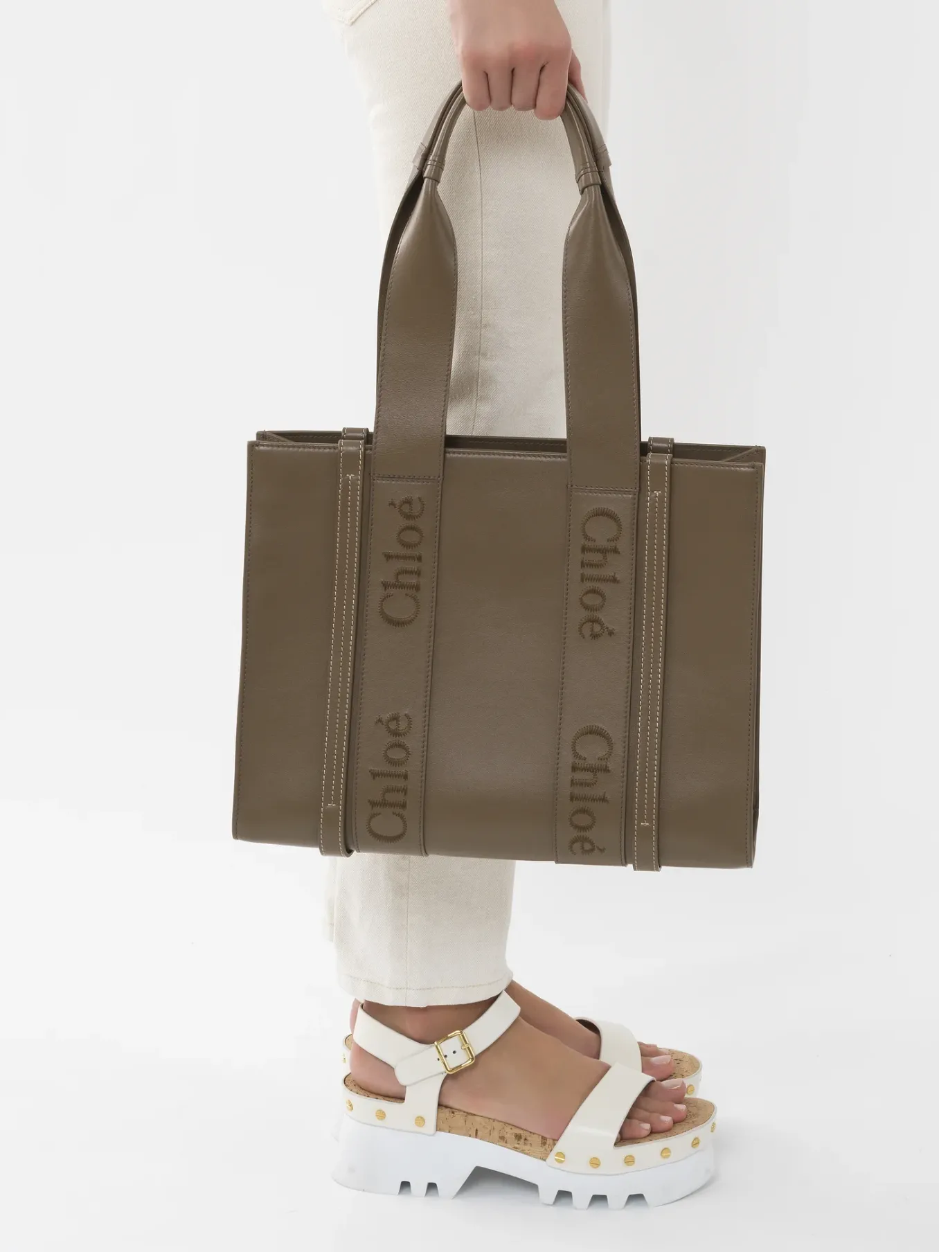 Sacs Cabas-Chloé Sac Cabas Woody Army Green