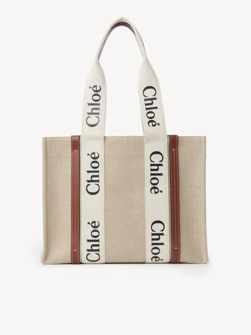 Sacs Cabas-Chloé Sac Cabas Woody White - Brown 1