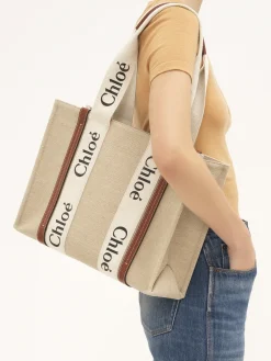 Sacs Cabas-Chloé Sac Cabas Woody White - Brown 1