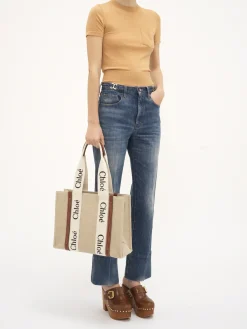 Sacs Cabas-Chloé Sac Cabas Woody White - Brown 1