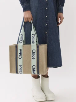 Sacs Cabas-Chloé Sac Cabas Woody Green - Blue 1