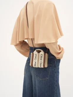 Sacs À Bandoulière-Chloé Sac Cabas Woody Nano A Bandoulière White - Brown 1