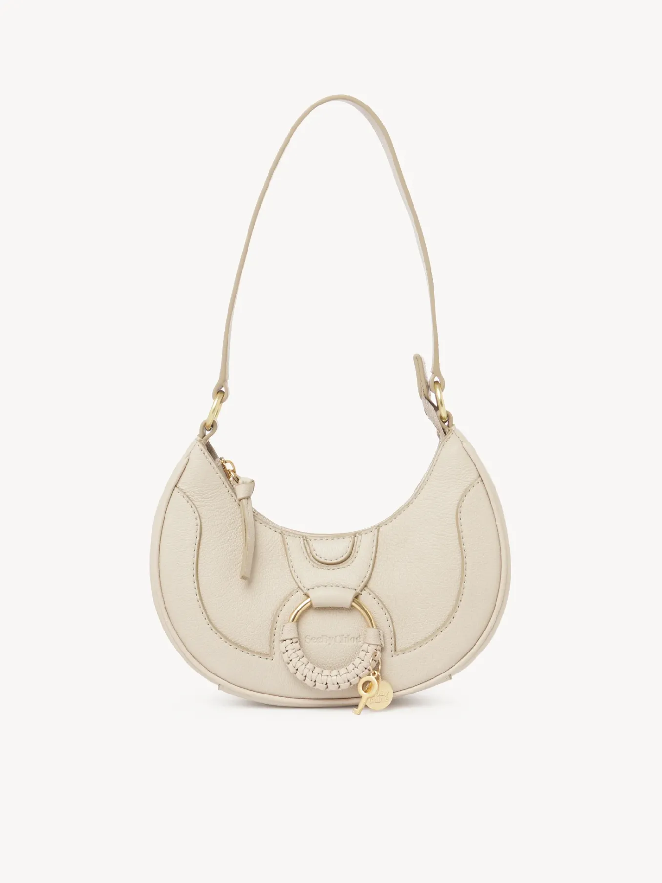 Sacs Porté Épaule-Chloé Sac Demi-Lune Hana Cement Beige
