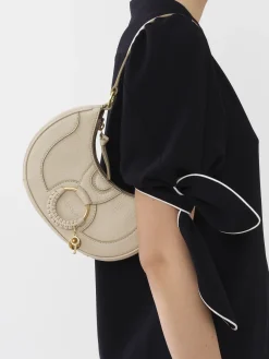 Sacs Porté Épaule-Chloé Sac Demi-Lune Hana Cement Beige