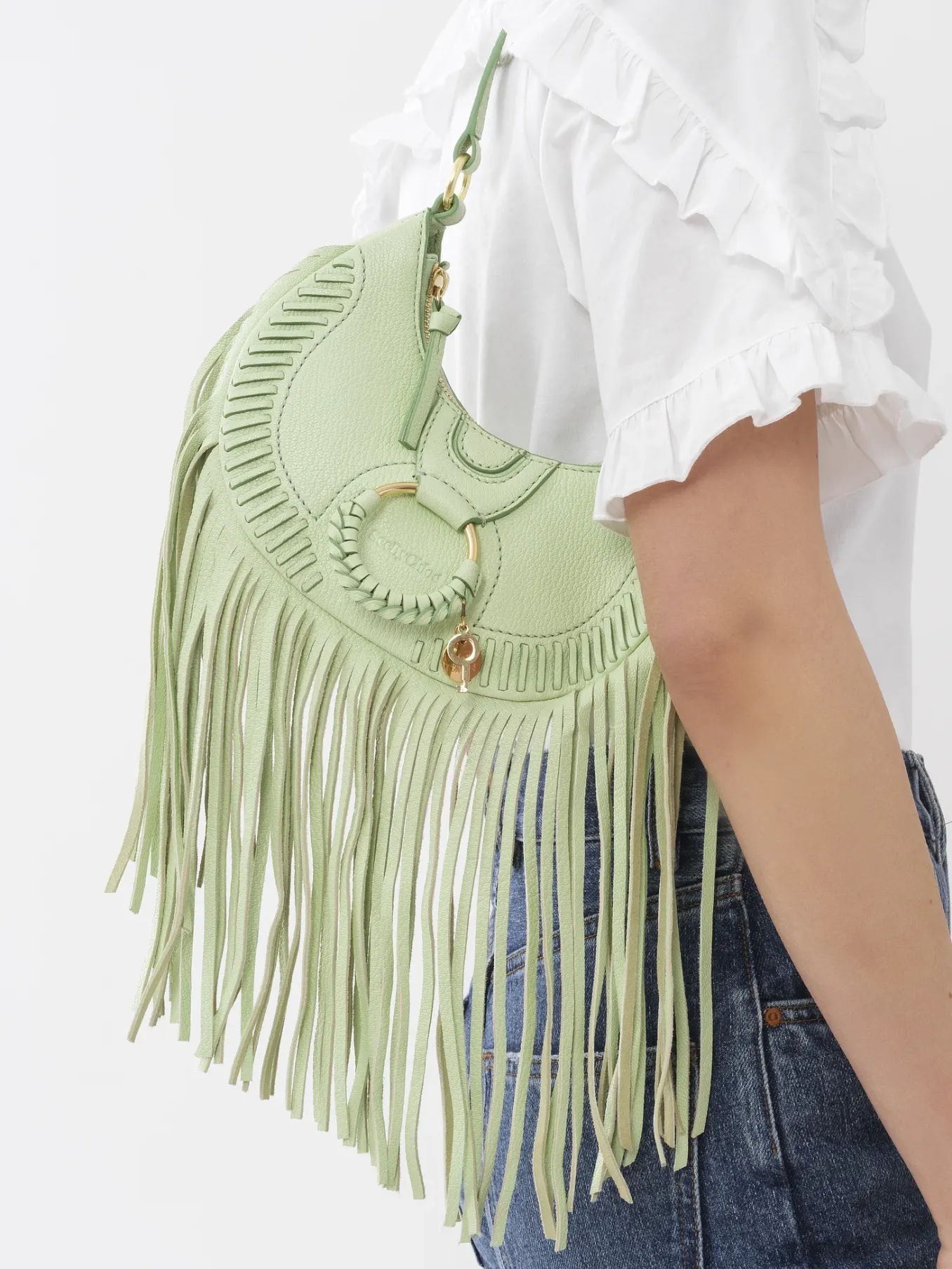 Sacs Porté Épaule-Chloé Sac Demi-Lune Hana Pastel Green