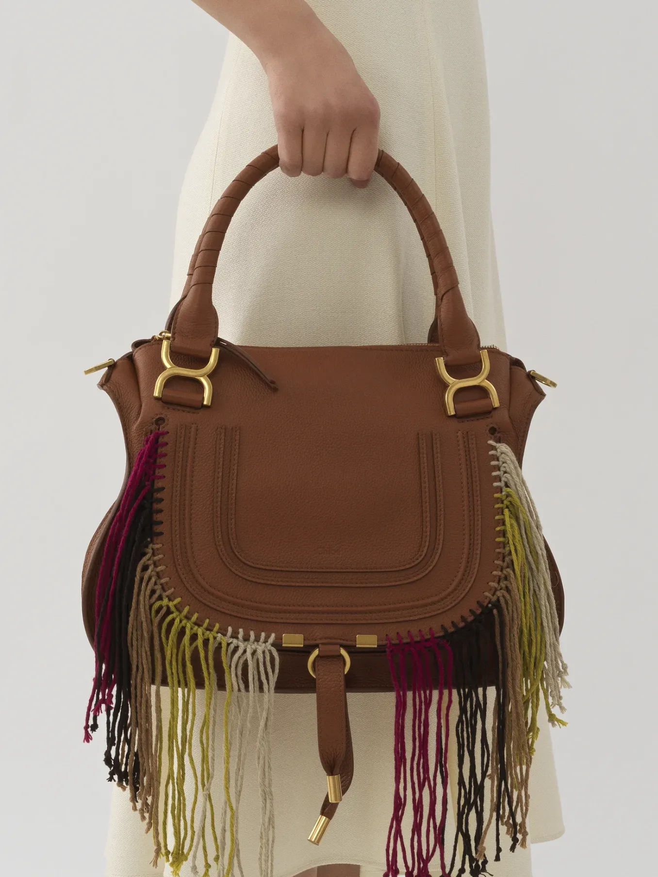 Sacs À Bandoulière-Chloé Sac Double Porte Marcie Tan