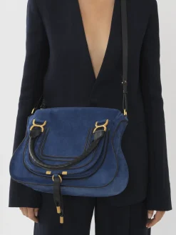 Sacs À Bandoulière-Chloé Sac Double Porte Marcie Deep Denim