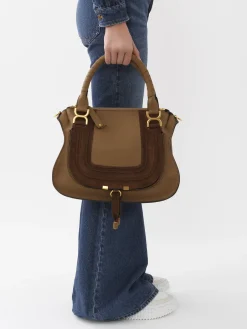 Sacs À Bandoulière-Chloé Sac Double Porte Marcie Desert Beige