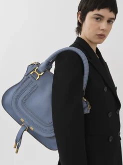Sacs À Bandoulière-Chloé Sac Double Porte Marcie Shady Cobalt
